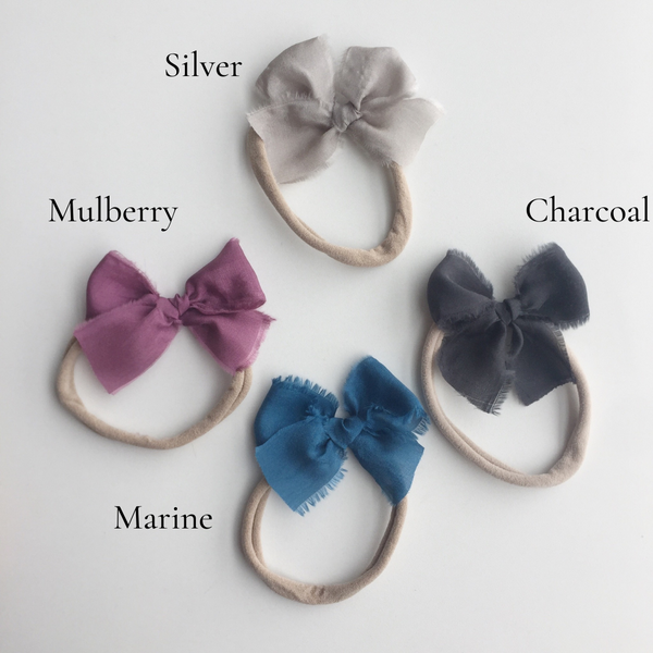 Petite Raw Silk Bow