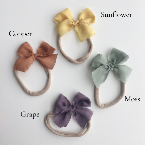 Petite Raw Silk Bow